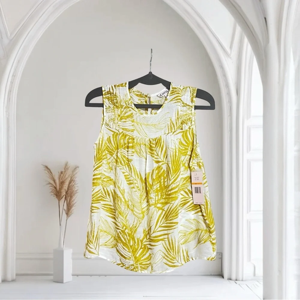 Nanette Lapore Top‎ Sleeveless Palm Tropical Print Blouse